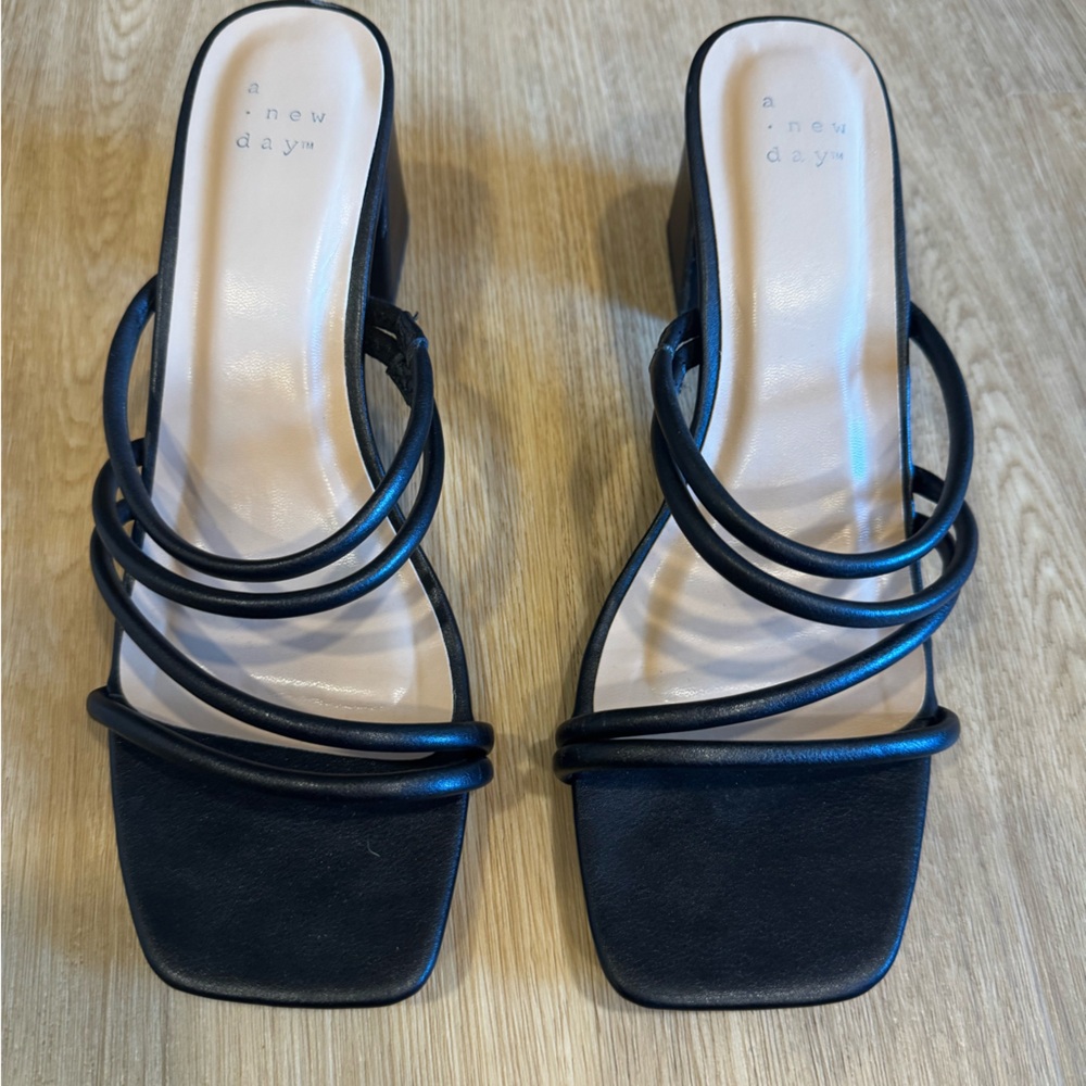 A New Day Black Multi-Strap Heels
